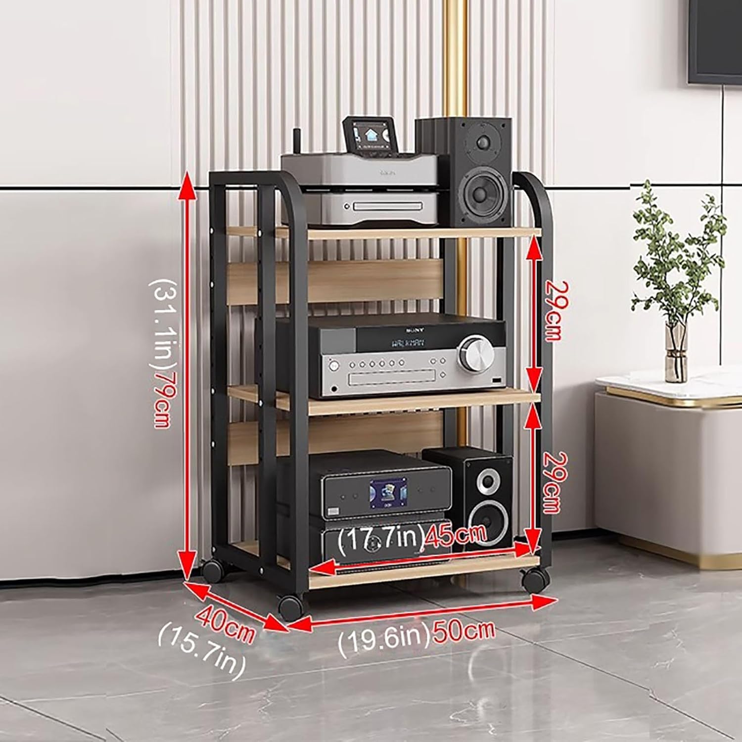 HOFSSI 3-5 Tier Media Stand Audio/Video Component Cabinet for Store Cable Boxes