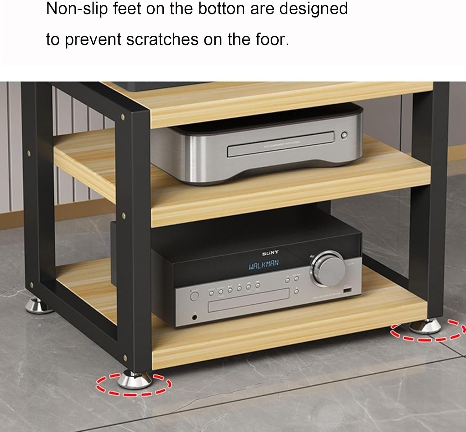 XingLi 3 Tier Audio Rack CD Media Player Stand Audio/Video Component Cabinet Floor-Standing Storage Shelf for Home/Office/Theater- 40x35x48m