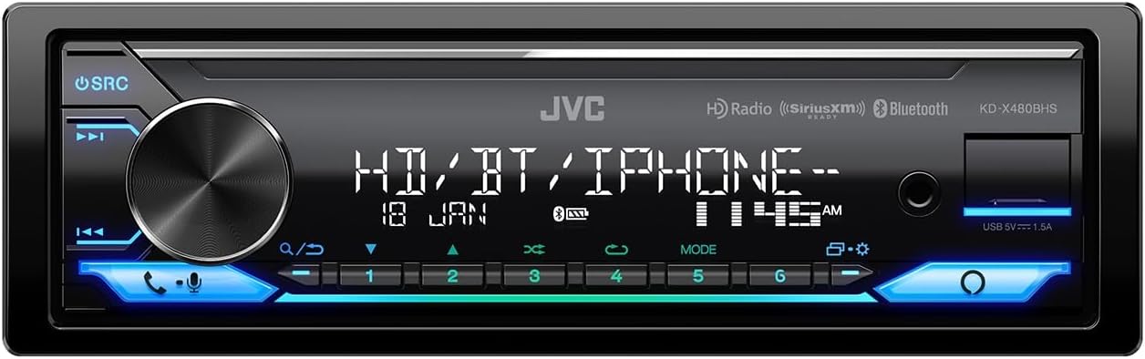 Audiosavings Bundle: JVC KD-X480BHS 1-Din Car Stereo Receiver w/Bluetooth/USB/XM Ready/Alexa/HD Radio Bundle with METRA 70-1817 CD Harness