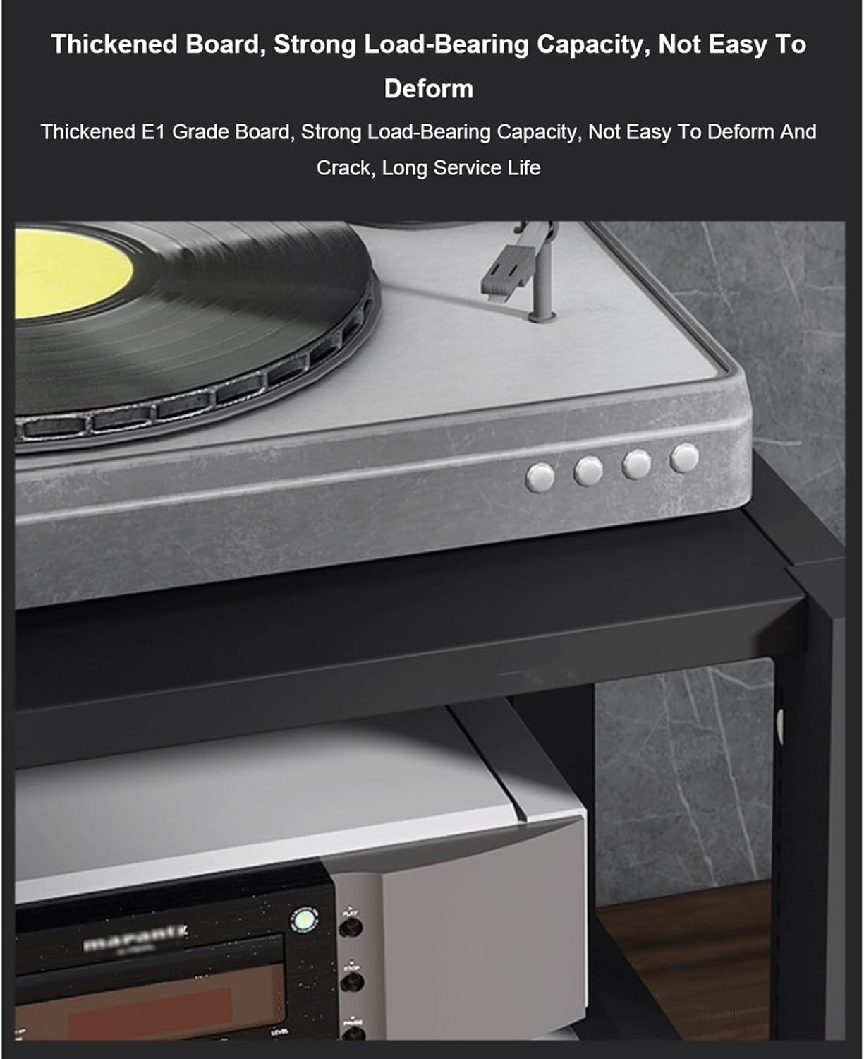 XMFBSY Medios HiFi Stereo Stand Audio Tower Rack with Adjustable Shelves Wooden AV Component Media Stand Corner Shelf CD DVD Record Player Display Cabinet for Theater Organizer(Black