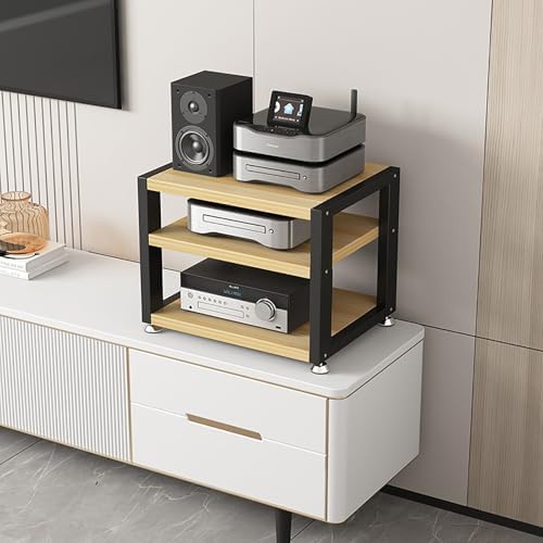 Hifi Av Media Stand - 2-4 Tier Audio Rack Tower For Record Players Dvd Players Cable Boxes Game Consoles - Stylish Home Furniture For Audiophiles And Entertainment System-Wood Color-40x35x35.5cm