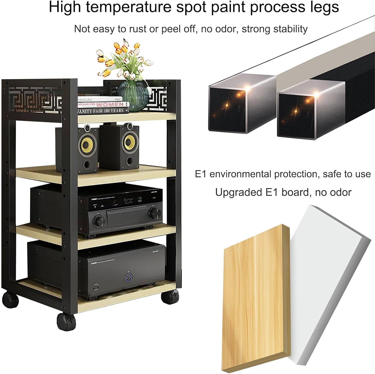 HXFAAFXH Audio-Video Media Stand with Adjustable Shelves
