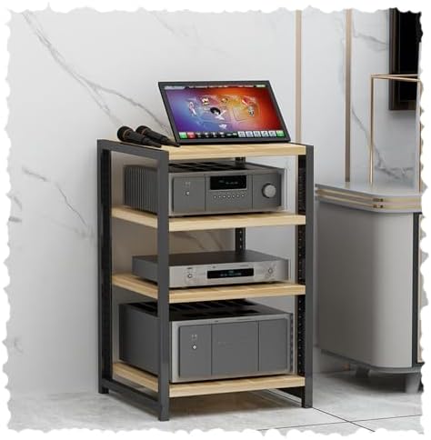 Adjustable 4/5/6 Tier Media Storage Cabinet - Wooden AV Stand with Shelves for Stereo