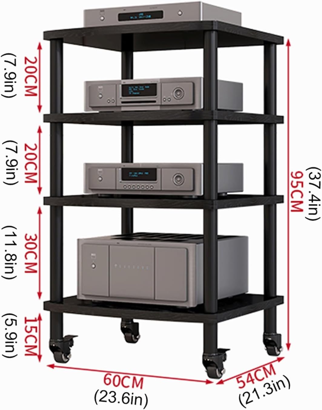 4-Tier Media Stand Audio/Video Component Cabinet