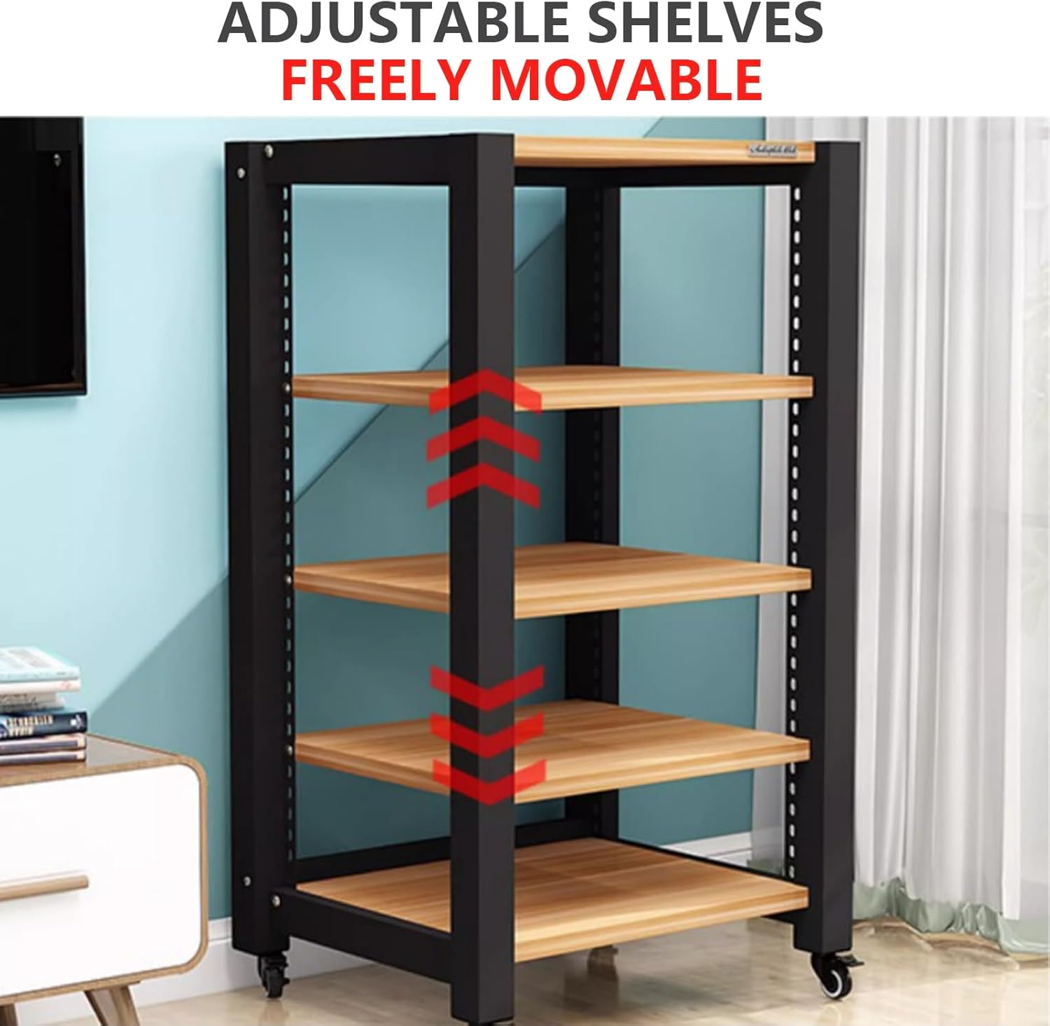 THNSAWX Media Stand with Adjustable Shelves