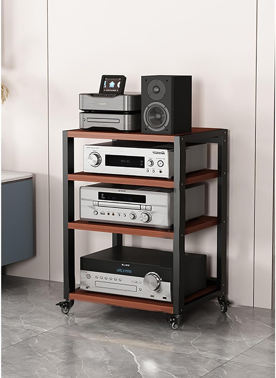 JIAHESHYP 4-Tier AV Media Stand Corner Shelf for Record Player