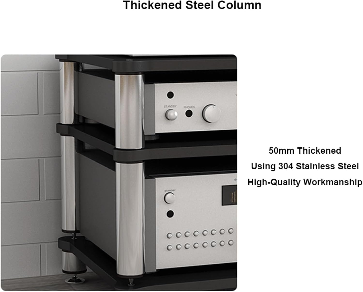 XMFBSY Medios HiFi Rack AV Media Stand Stereo Component Cabinet Wood Shelf Rack Audio Tower Modern Record Player Media Console Stand for Home Office Theater Organizer(Black