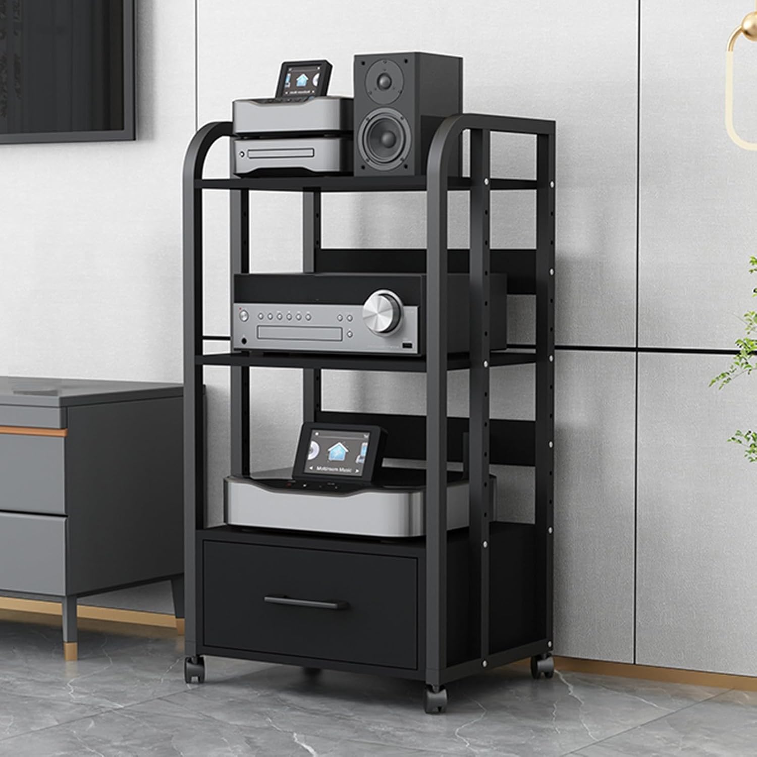 WUHUQN Media Stand 3/4-Tier AV Media Stand