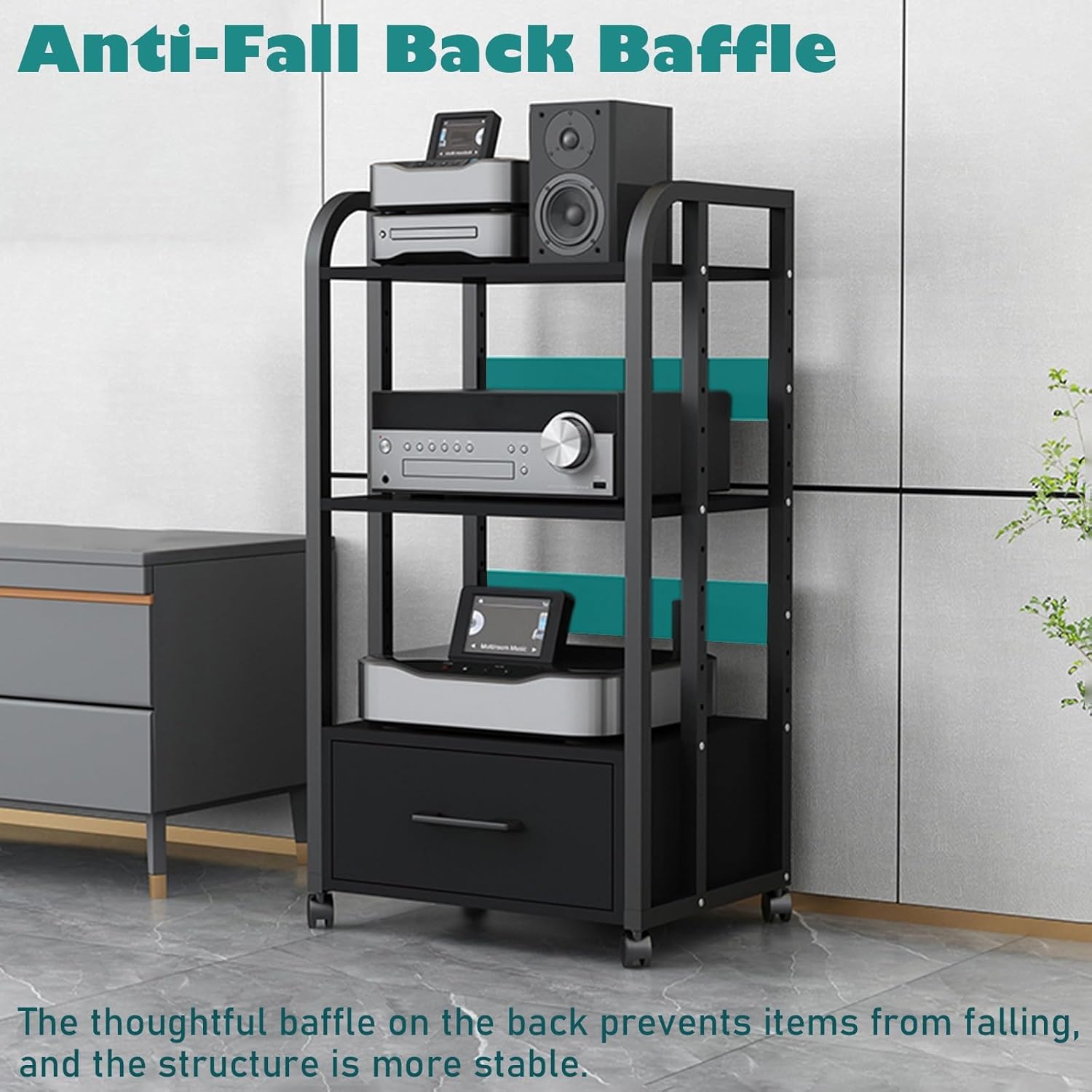 LXLZYXSF 4 3 2 Tier Mobile Stereo Components Rack AV Media Stand