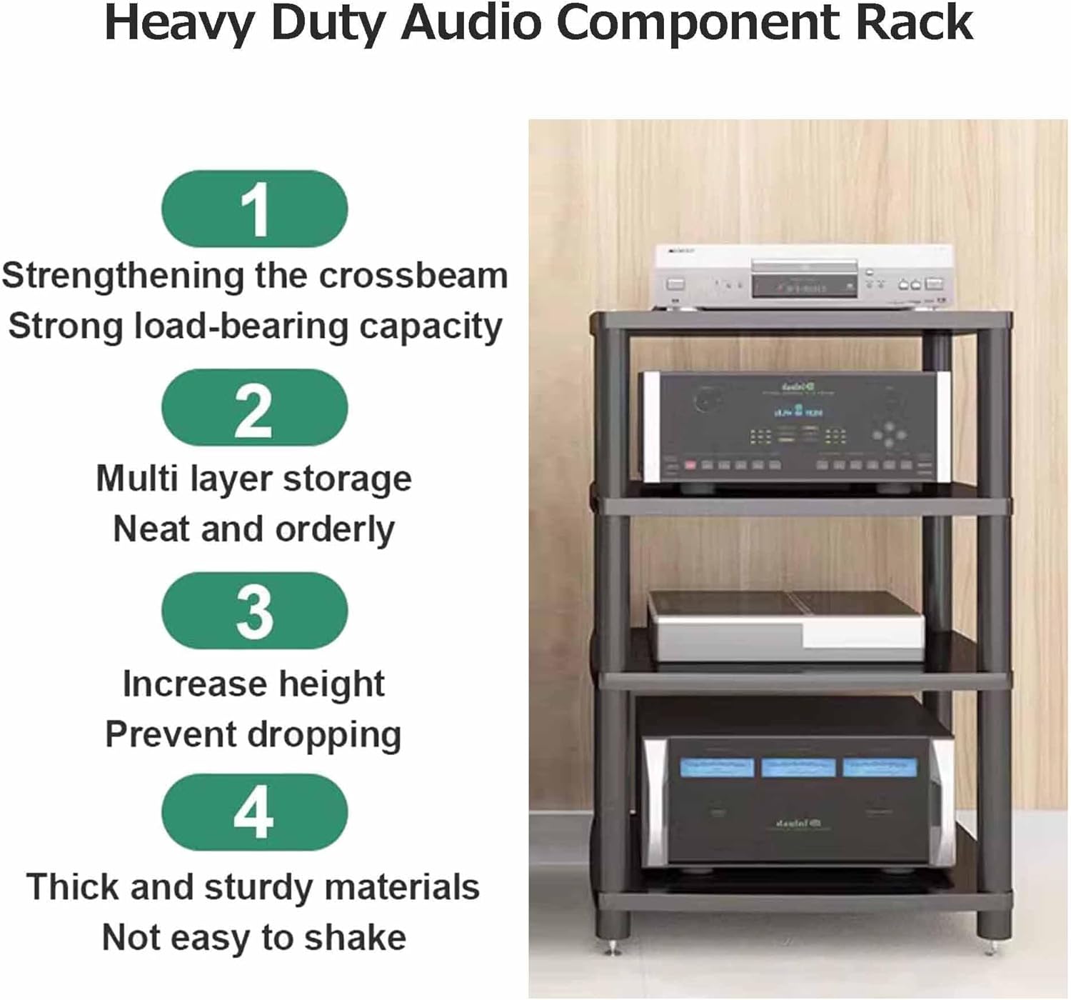 SRDCAIM AV Media Stand audio-video shelving Audio Component Rack Amplifier Rack Shelf Wooden Stereo Cabinet Audio Rack Tower for Recording Room