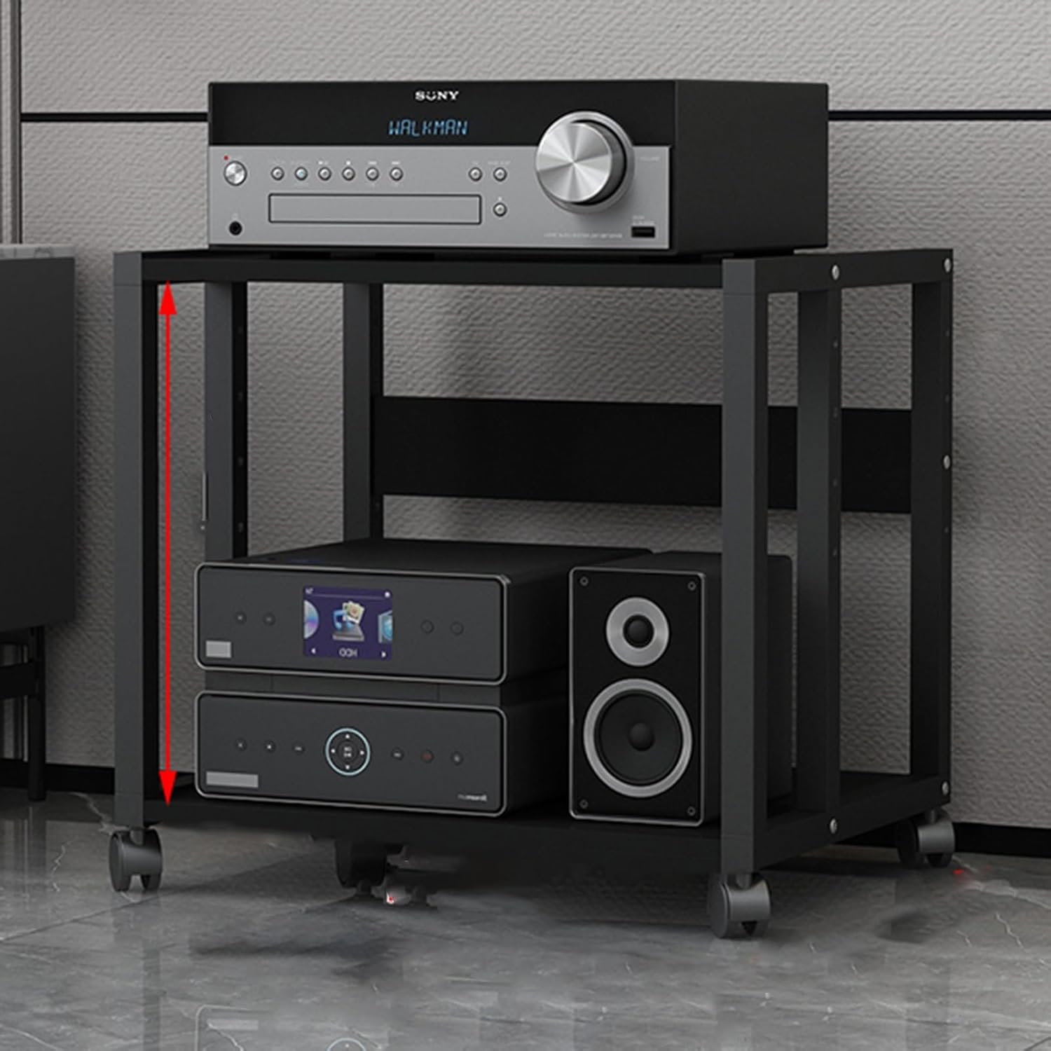 DLYZAYE 4-Tier Media Storage Cabinet - Compact Stereo Console & AV Stand for Corner