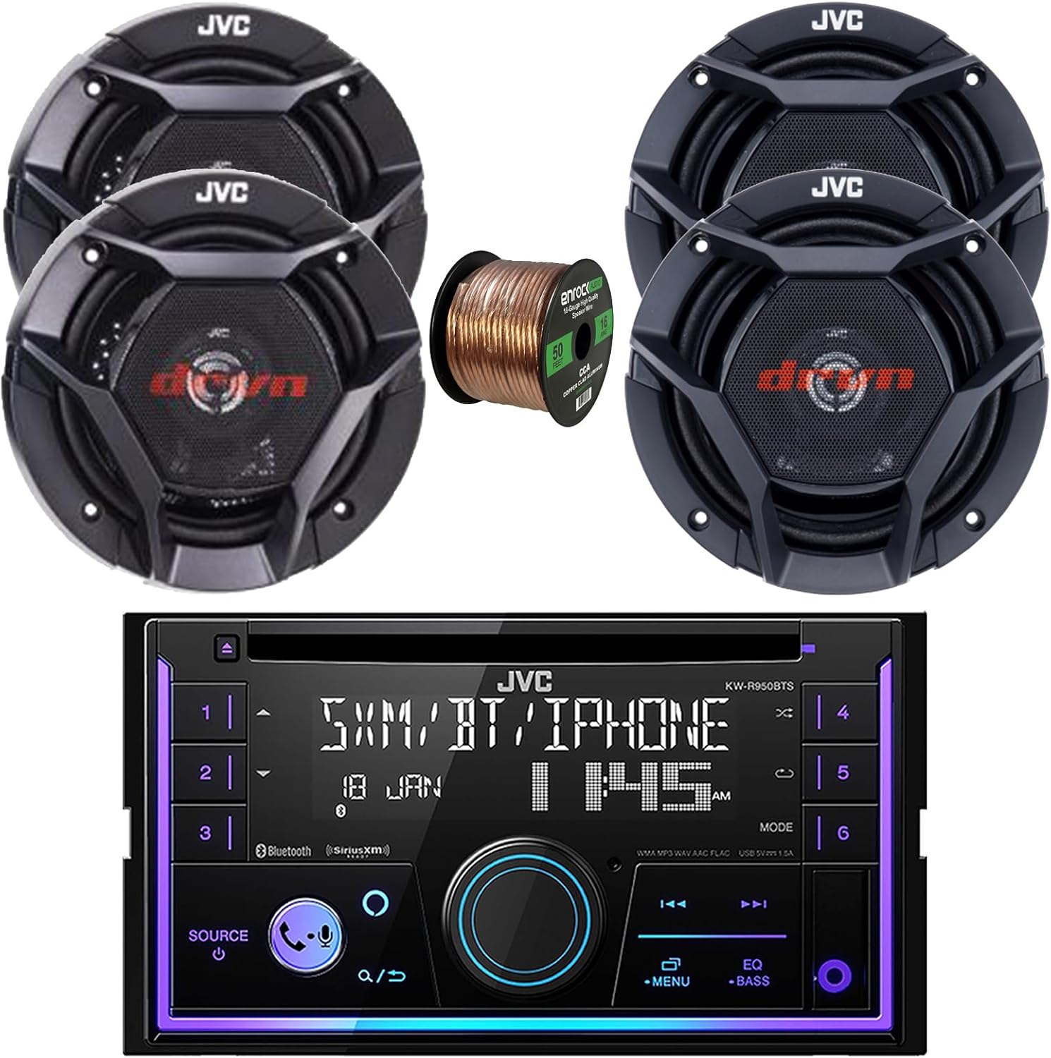 JVC KW-R950BTS Double-DIN Bluetooth USB/AUX CD Player AM/FM Radio Stereo Receiver