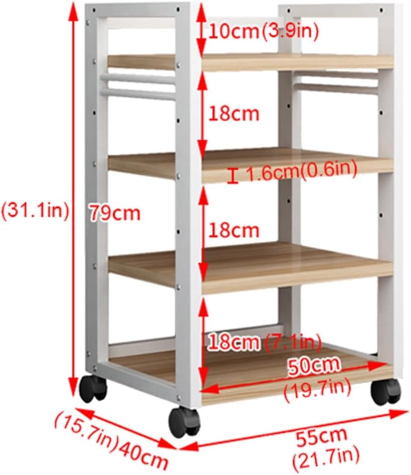 Open 4-Tier Media Stand Audio Video Component Cabinet DVD CD Player Stand Stereo Power Amplifier Equipment Storage Rack with Height Adjustable Wooden Shelf for Home/Office/Theater (Color : D)