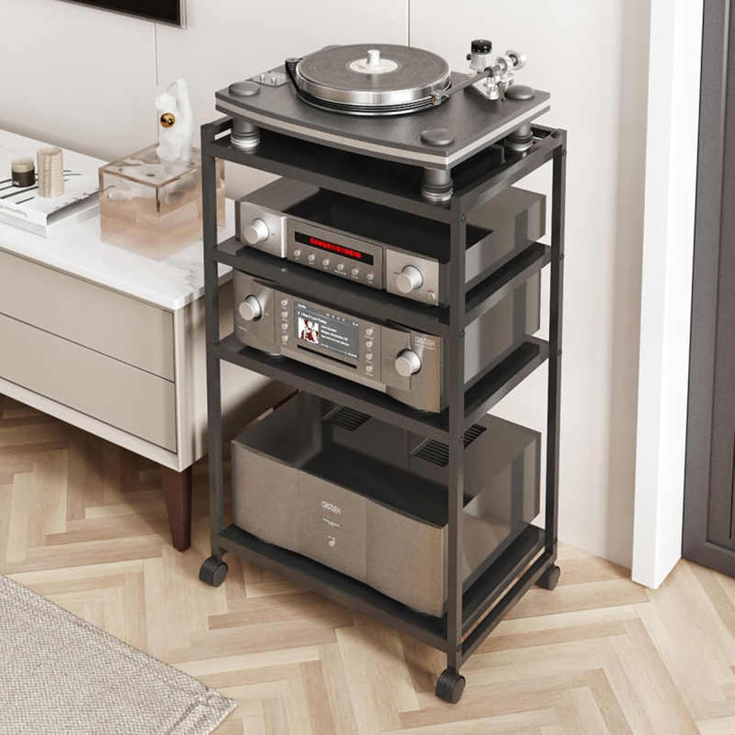 4 Layer Movable AV Media Stand