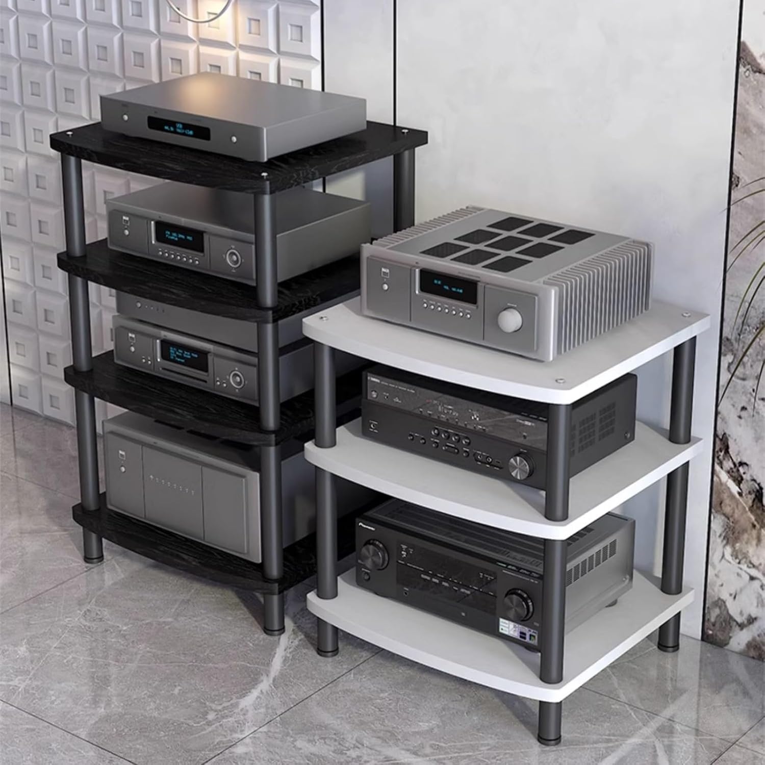 HONGKEFIT AV Media Stand Corner Shelf Stand Wooden Corner Shelves