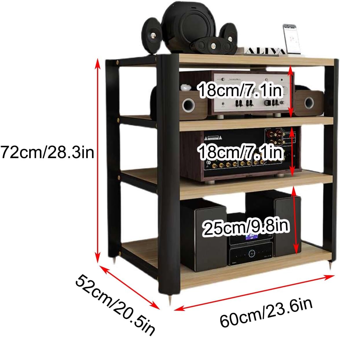 WNYAILLL 4-Tier AV Media Stand Corner Shelf