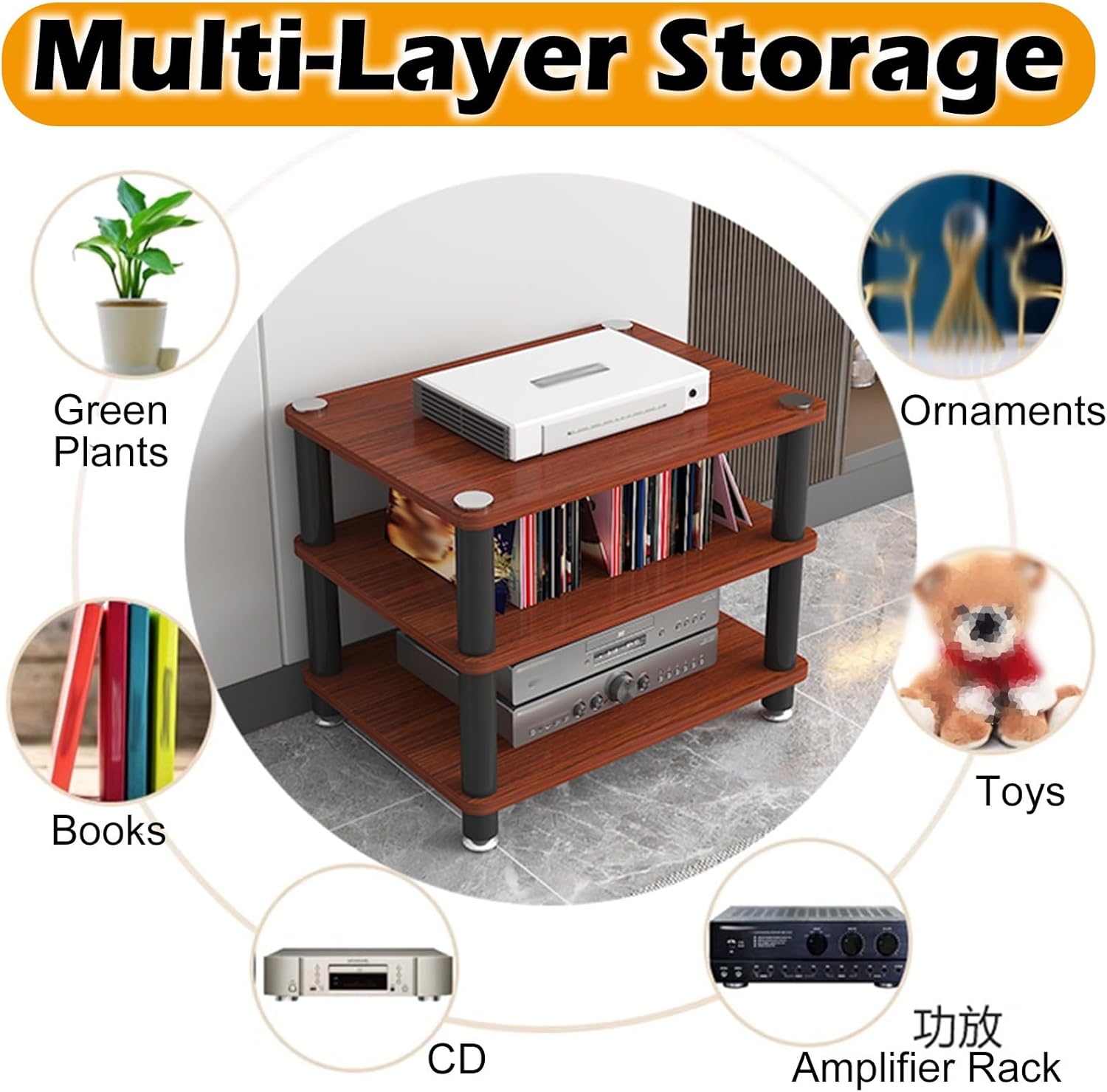 RENLXFI HiFi Racks and Stands Audio Rack Cabinet Av Shelf