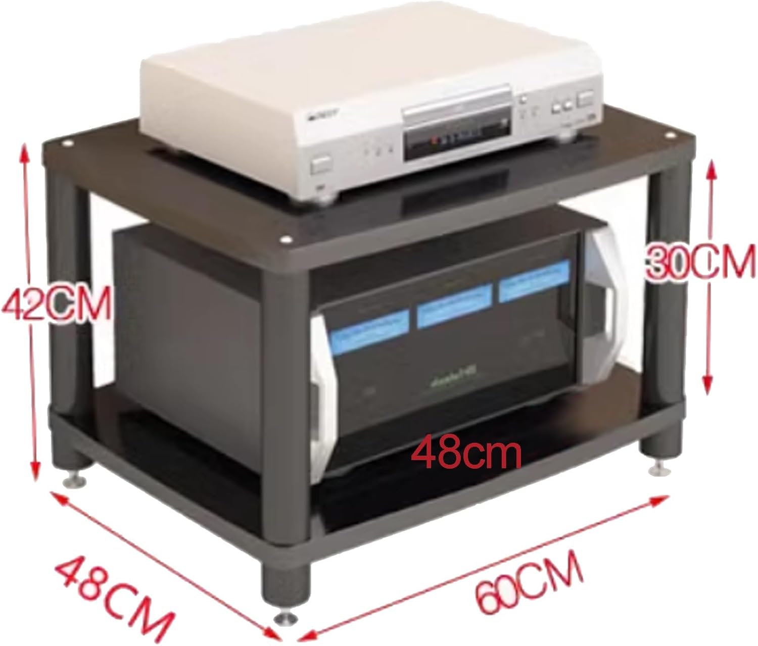 DLYZAYE AV Media Stand - Wooden Audio Component Rack & Amplifier Shelf for Home Theater