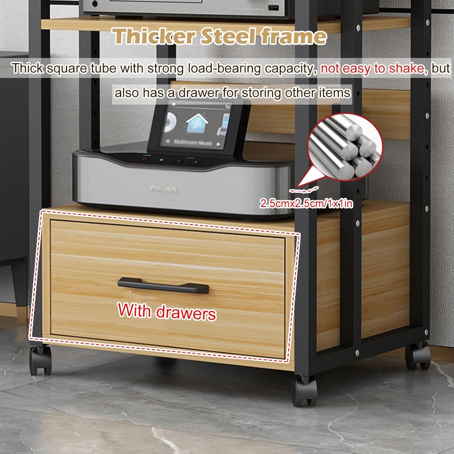 WLCGYD Home HiFi Audio Rack Cabinet 100cm High Large Capacity Audio-Video Media Stand for Amplifier/Record Player/Stereo Receiver - Corner Entertainment Center