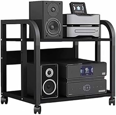 AV Media Shelf Audio-Video Shelving Stereo Stand Audio Tower Media Console Height-Adjustable Shelves Portable for Office Bedroom Living Room Recording Room(50x40x79cm)