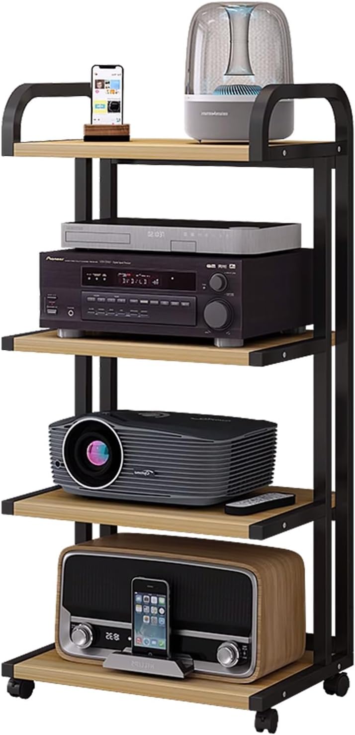 WUHUQN Media Stand 4 Tier AV Media Rack Corner Shelf Component Cabinet Stereo Rack Sound Tower
