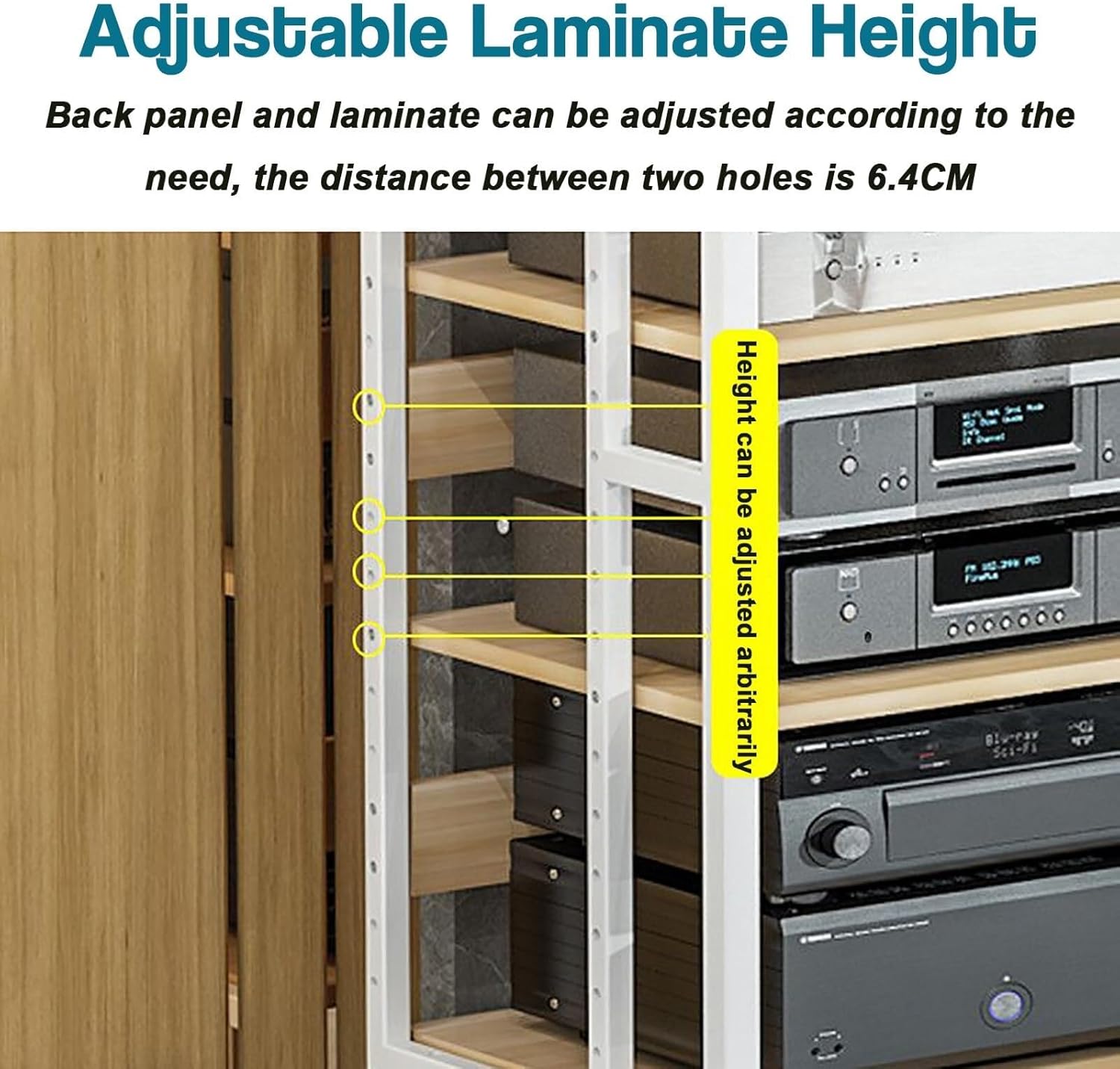 4-Tier AV Media Stand with Adjustable Shelf & Wheels - Heavy-Duty CD Player & Home Stereo Rack