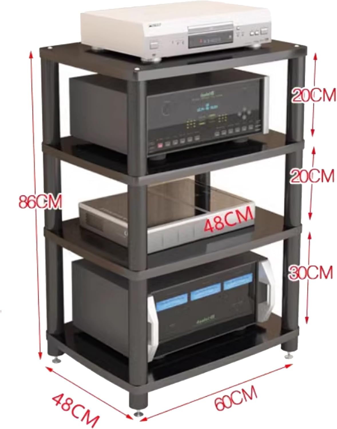 AV Media Stand - Wooden Audio Component Rack for Home