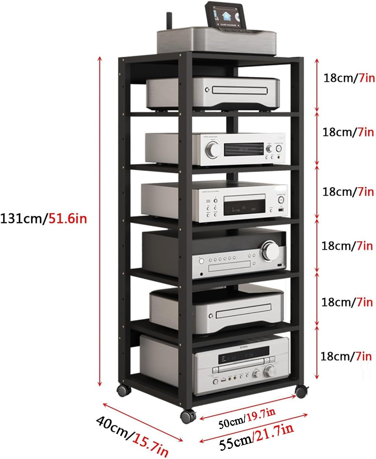 Adjustable Height AV Shelf for Entertainment Unit