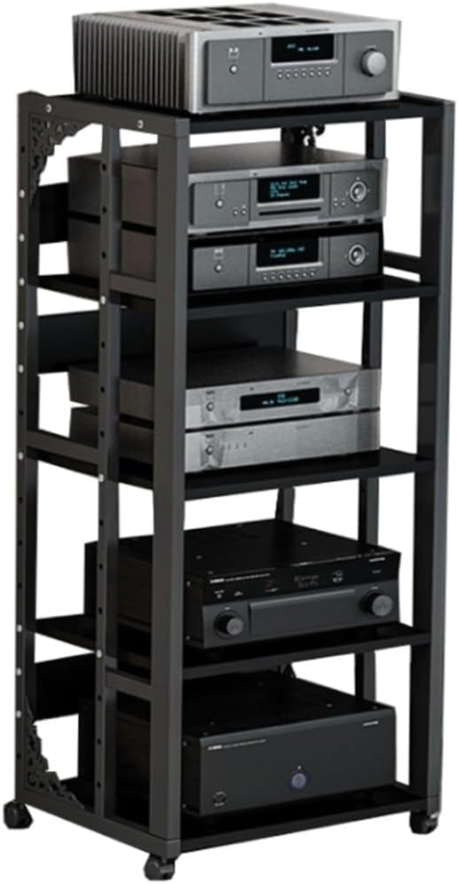 NILZA Stereo Cabinet CD DVD Players Rack 3/4/5-Tier Media Stand Audio/Video/Media Storage Cabinet Corner Shelf With Adjustable Shelf