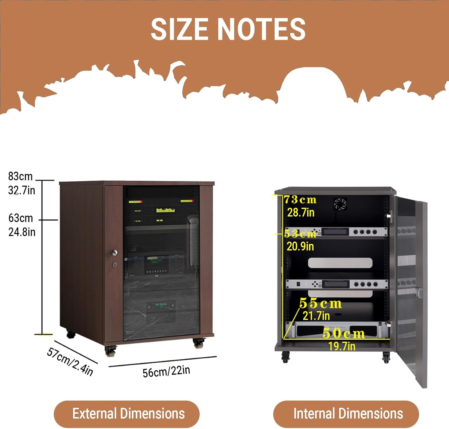 YITAYMLI 2/3 Tier AV Stereo Cabinet Movable
