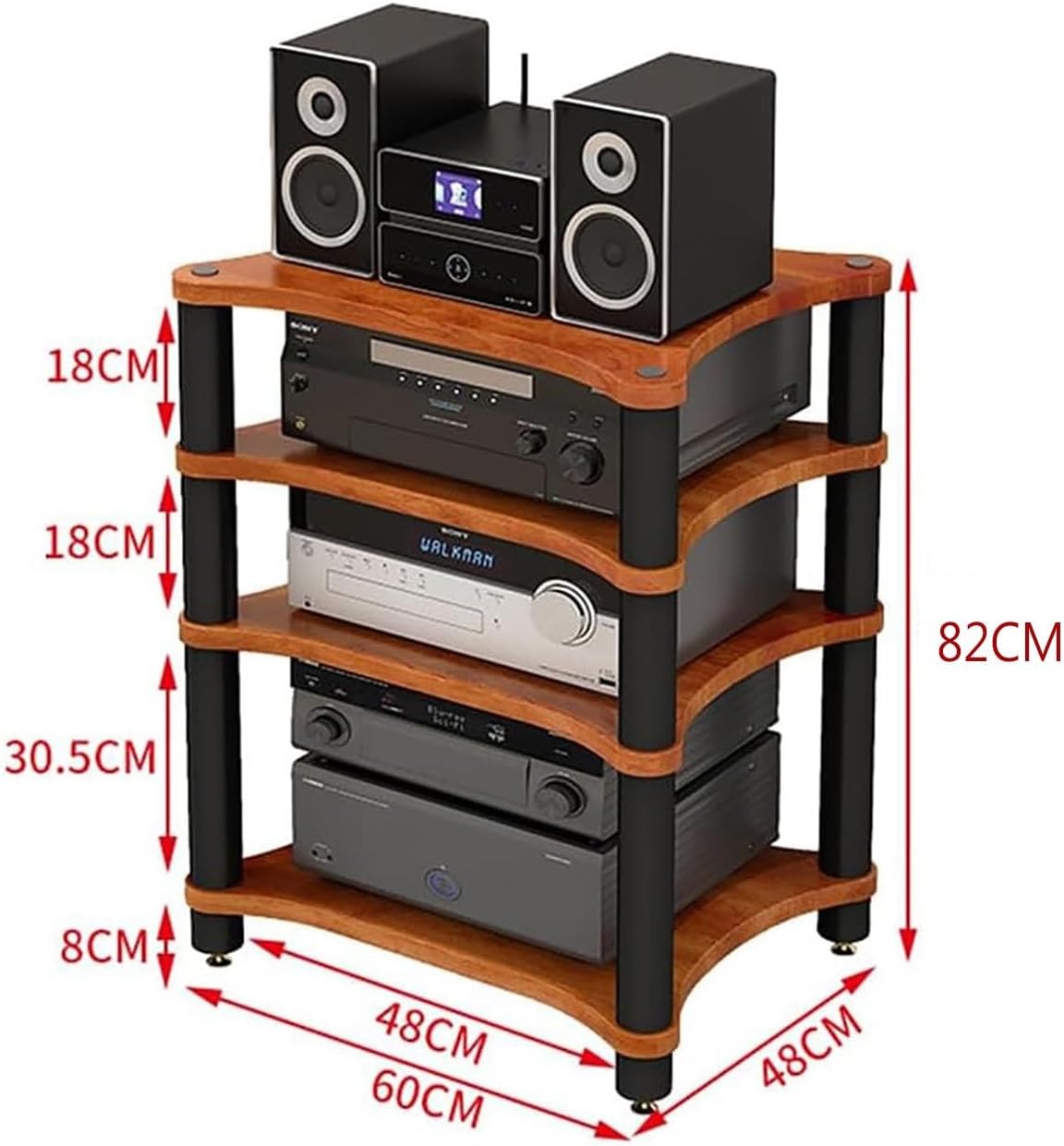 HOFSSI 4 Tier Media Stand Audio/Video Component Cabinet for Store Cable Boxes