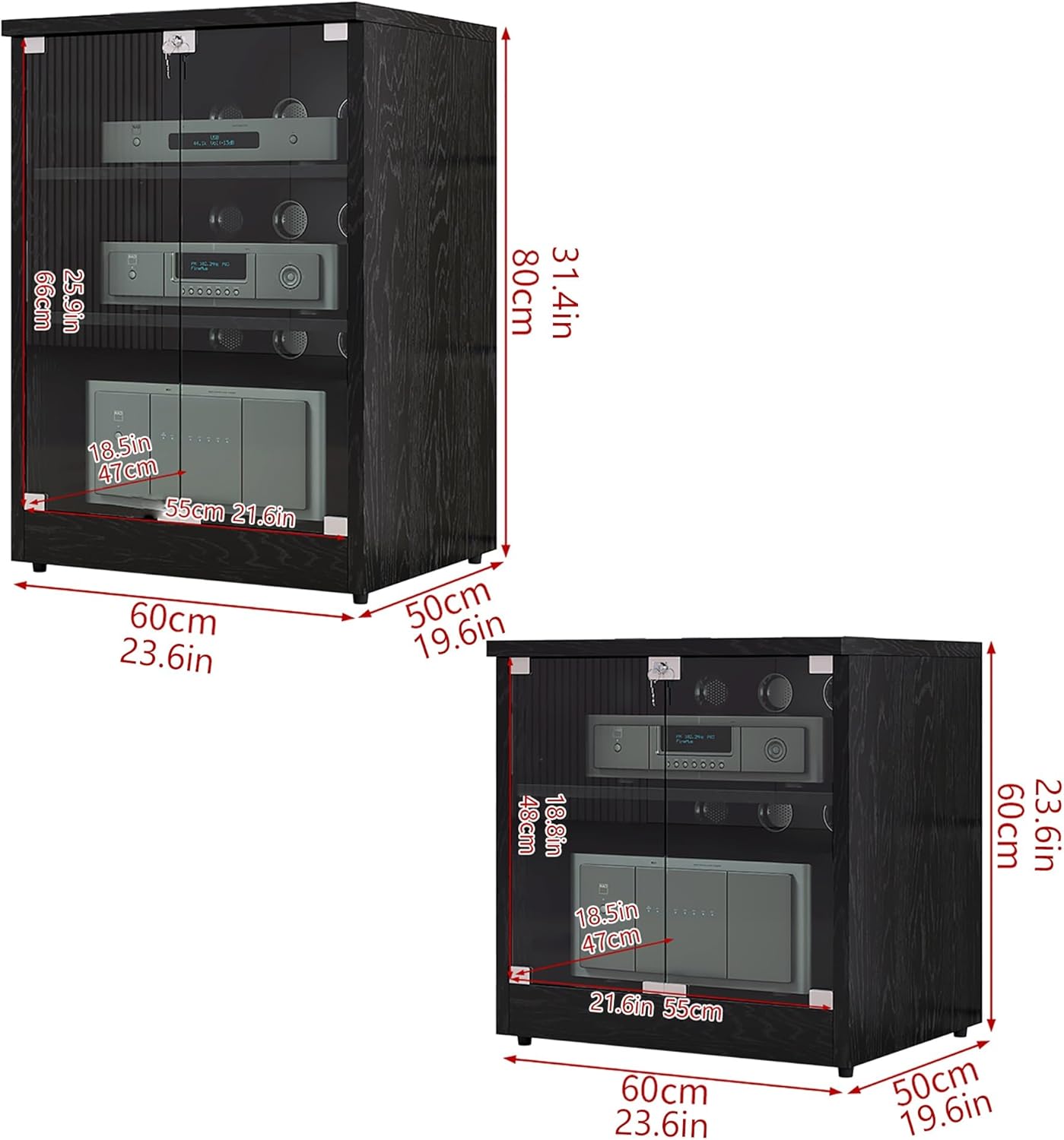 UYCVT Corner Tv Stand with 4-Tier Media Shelf Audio Cabinet & Stereo Racks - Stylish Entertainment Center Media Storage for Tv Record Player & More