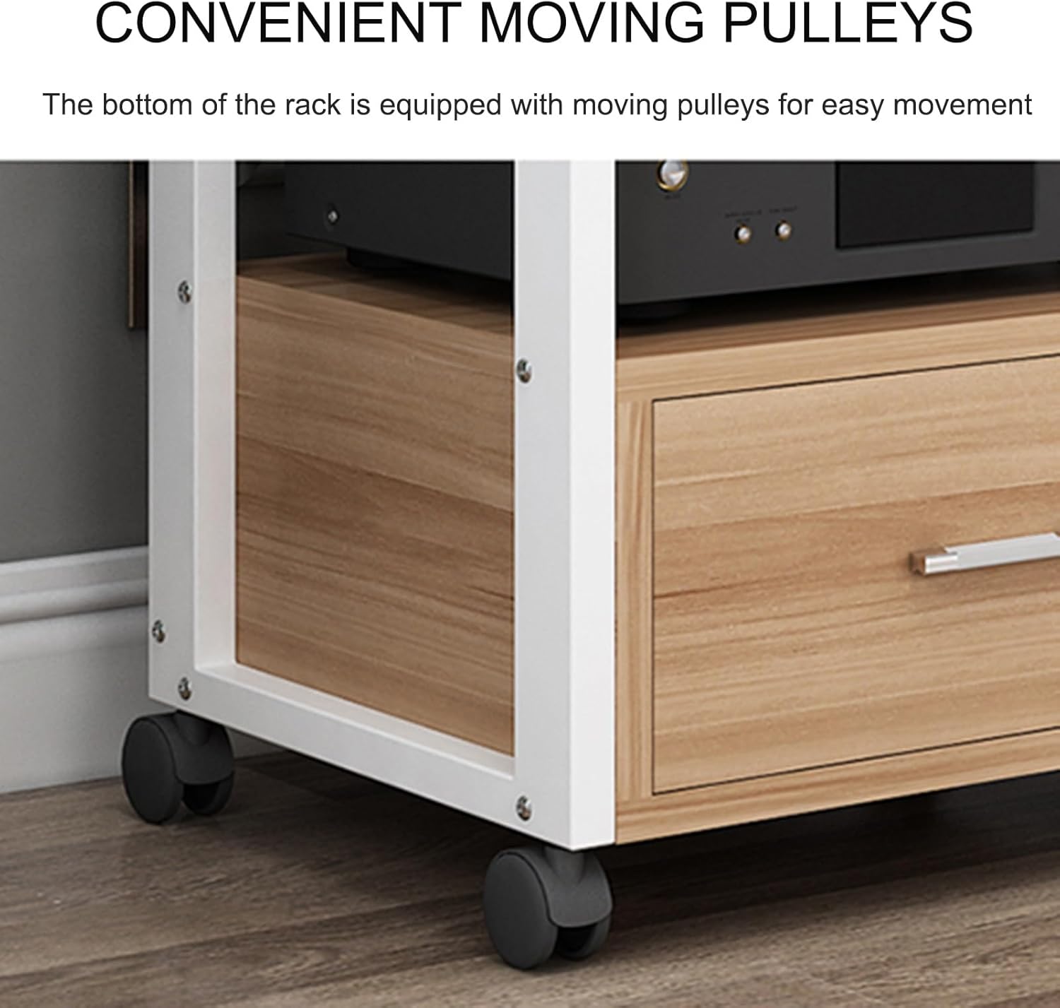 HXFAAFXH Modern Audio-Video Media Stand Movable Audio Stand Media Player Stand Home Stereo System Entertainment Components Cabinet for Gaming