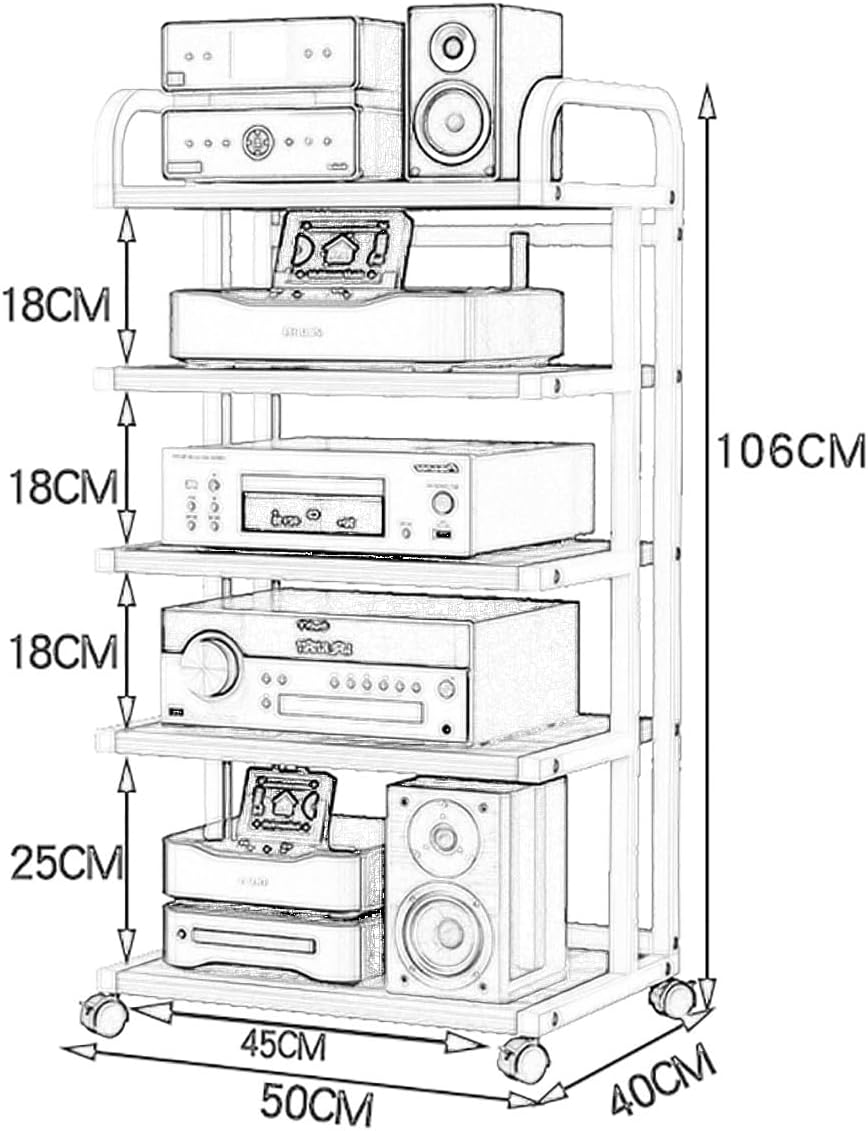 XingLi Movable 3/4/5 Shelves Media Stand Entertainment Center for Store Cable Boxes