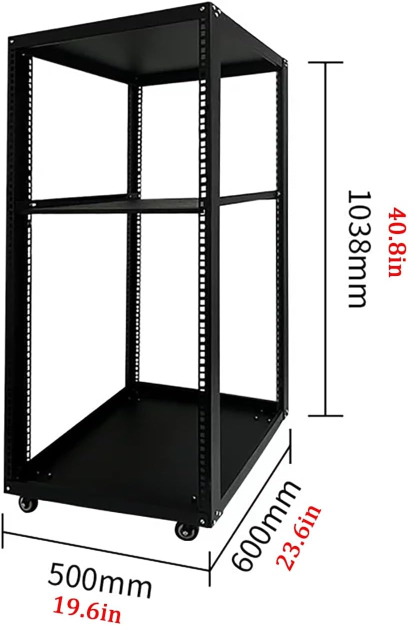 Adjustable Steel Audio Rack with Wheels - AV Media Stand & Storage Cabinet
