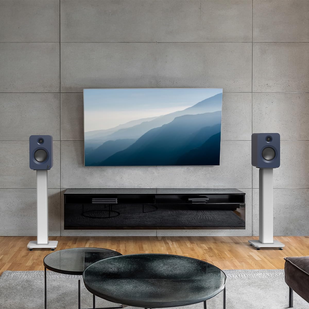 Kanto REN 200W Powered Speaker System with HDMI ARC Input for TV & Home Theater | USB-C and Bluetooth 5.3 | High/Low Pass Filter | Pair | Matte Blue