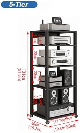 Heavy-Duty AV Media Stand with Adjustable Shelves & Wheels