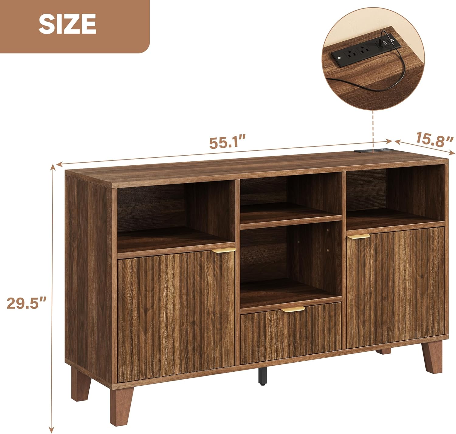 knoworld Large Record Player Stand with Vinyl Storage