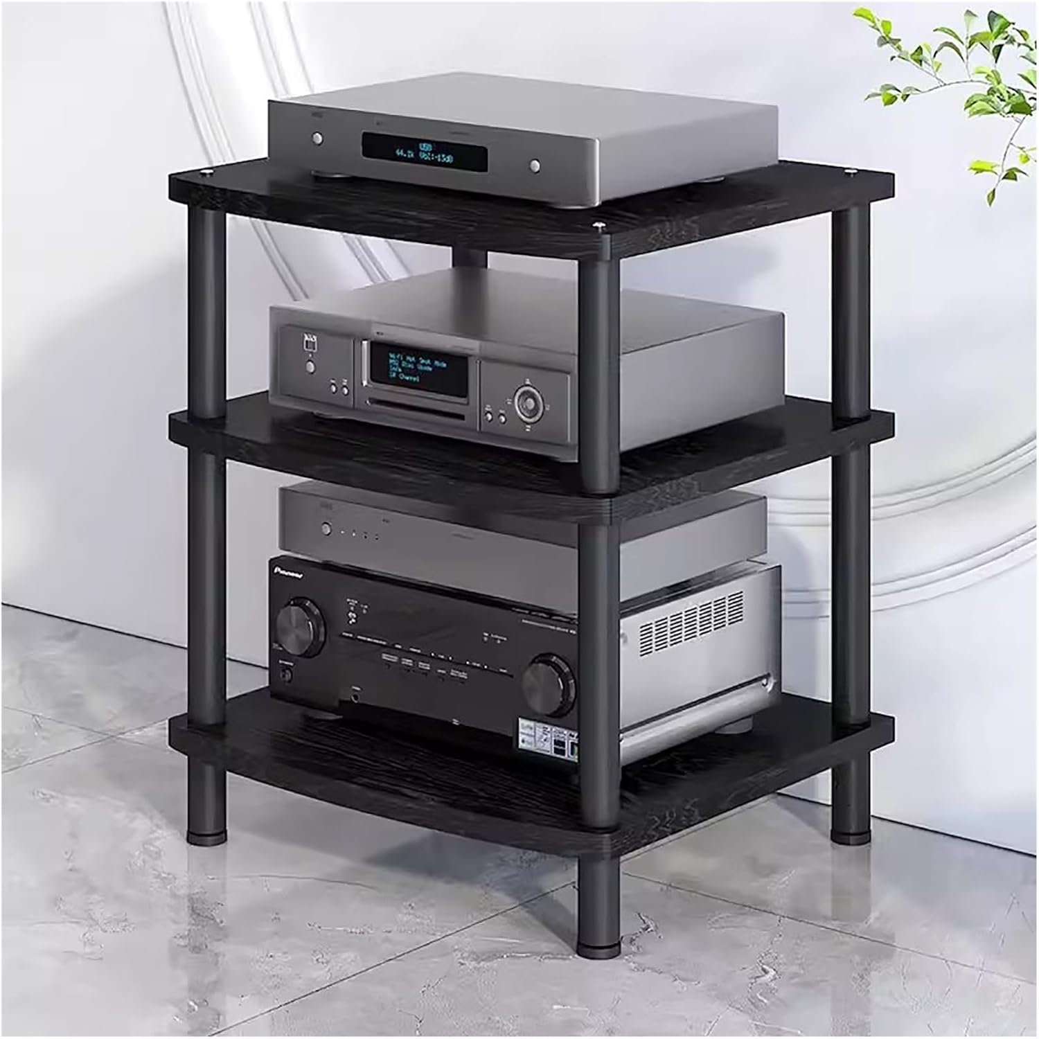 Heavy Duty 2/3/4 Tier Audio/Video Media Stand - Durable Black Stereo Rack for Home Entertainment Systems