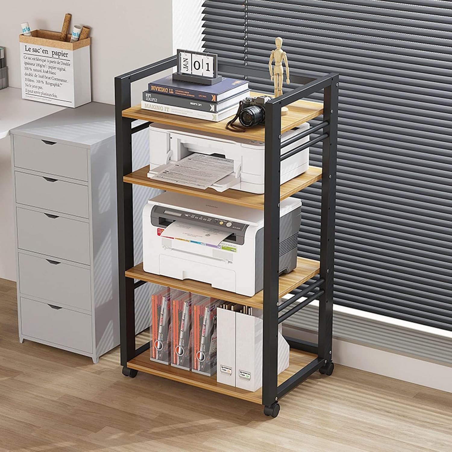 4-Tier AV Media Stand with Wheels