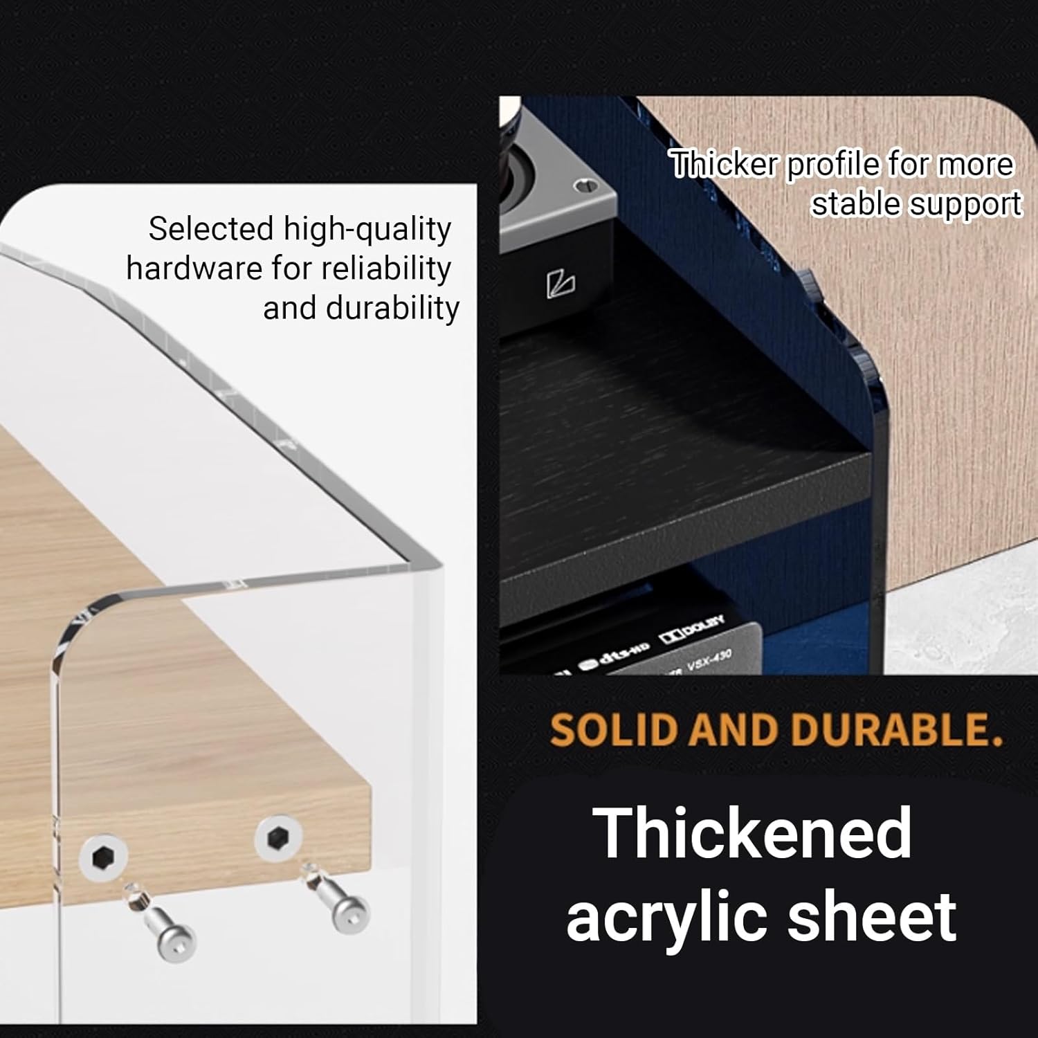 YITAYMLI 3/4 Tier AV Stereo Cabinet Acrylic Frame