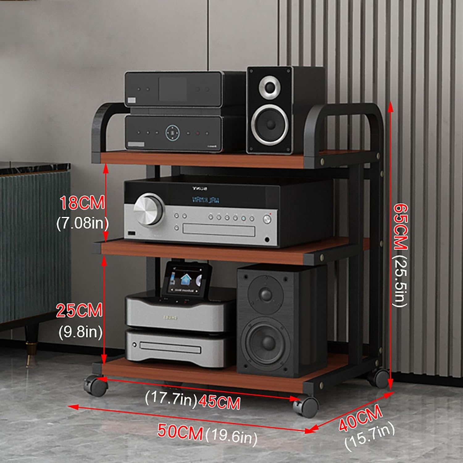 3/4/5-Tier Audio Stand Wooden Corner Shelf Open-Ended AV Cabinet