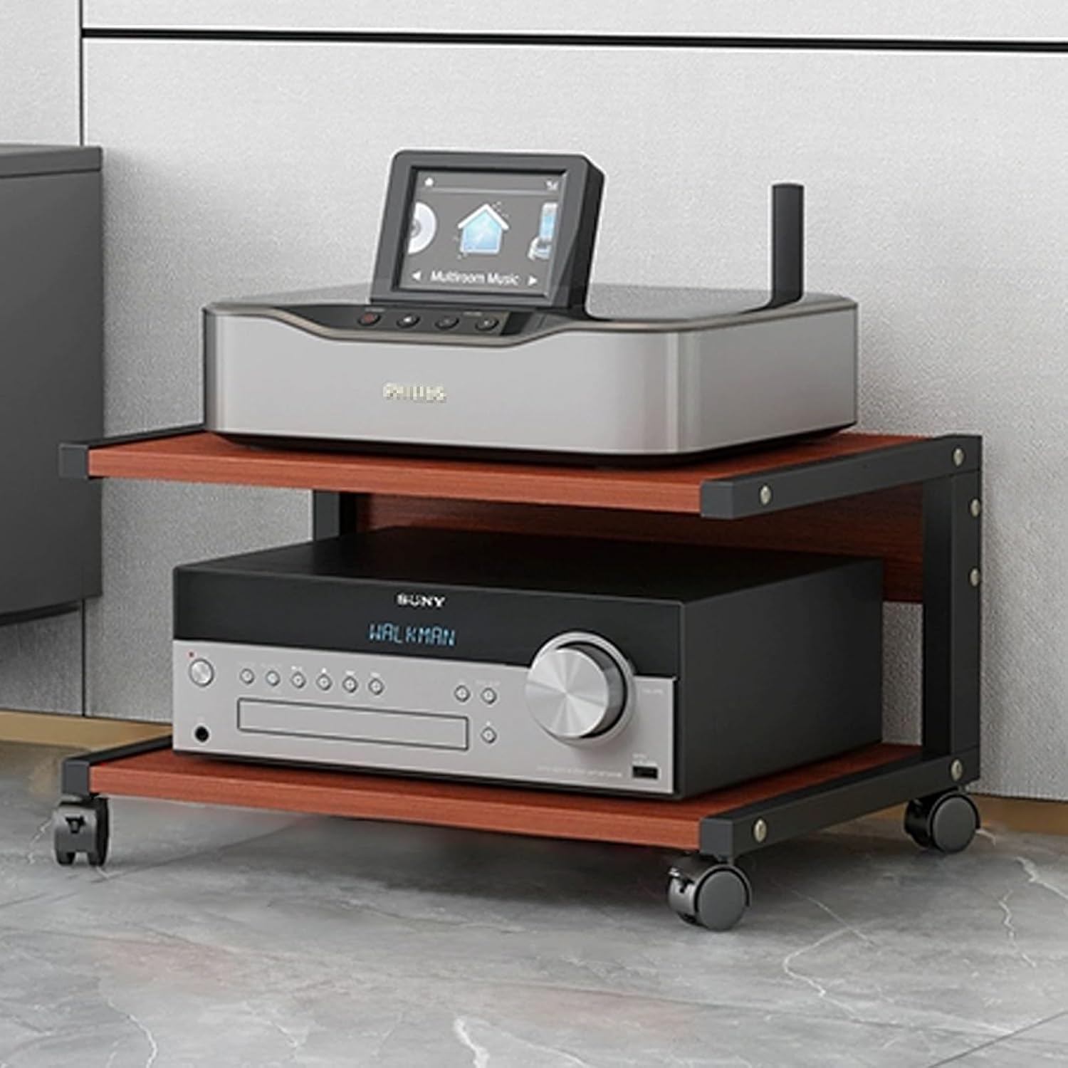 Modern 2-Tier AV Media Stand with Wheels