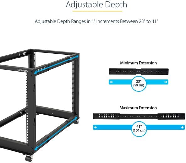 StarTech.com 4-Post 12U Mobile Open Frame Server Rack