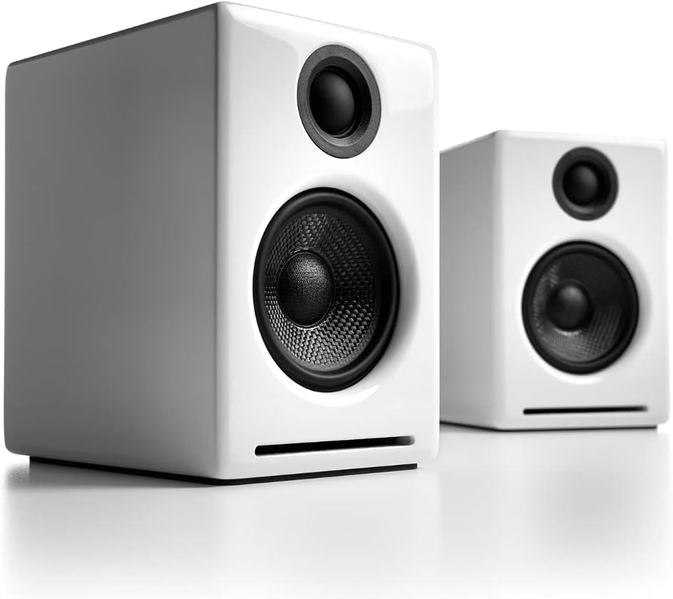 Audioengine A2 White Pc Speakers for Desktop and S6 White Subwoofer for Music Gaming Movies Studios Dorms Bedrooms Offices