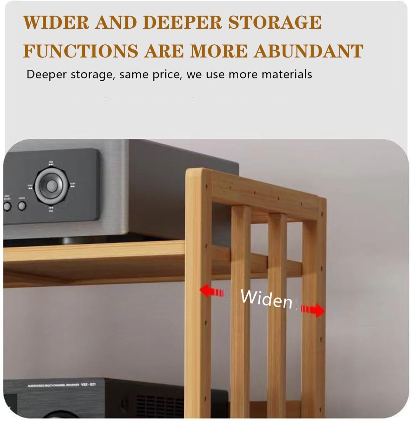 UYCVT Wooden DVD Player Stand Shelf with Movable Turntable Holder 2 Tier Audio Rack Tower for Tv Stereo Media Wall Unit Floating Shelf Corner Shelves for Living Room Or Office -3tier88cm(h)-L80cm