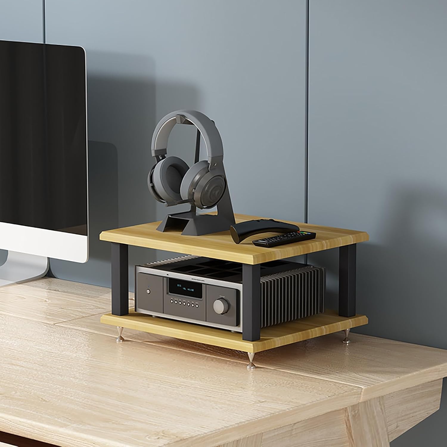 Stereo Cabinet Media Shelf - Sturdy Modern Audio-Video Stand with Ample Storage for Home