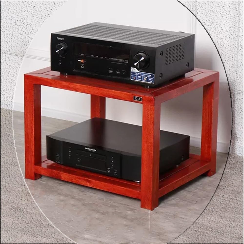 NILZA Solid Wood Media Storage Shelf AV Media Stand 2/3/4-Tier Media Component Cabinet Audio/Video Rack Audio Tower Audio Cabinet- Installation-Free(Begonia