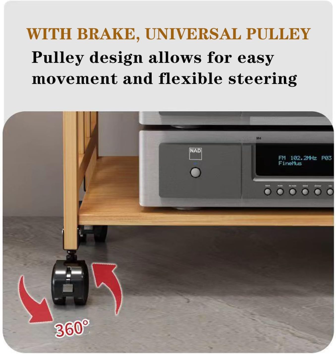 UYCVT Wooden DVD Player Stand Shelf with Movable Turntable Holder 2 Tier Audio Rack Tower for Tv Stereo Media Wall Unit Floating Shelf Corner Shelves for Living Room Or Office -3tier88cm(h)-L80cm