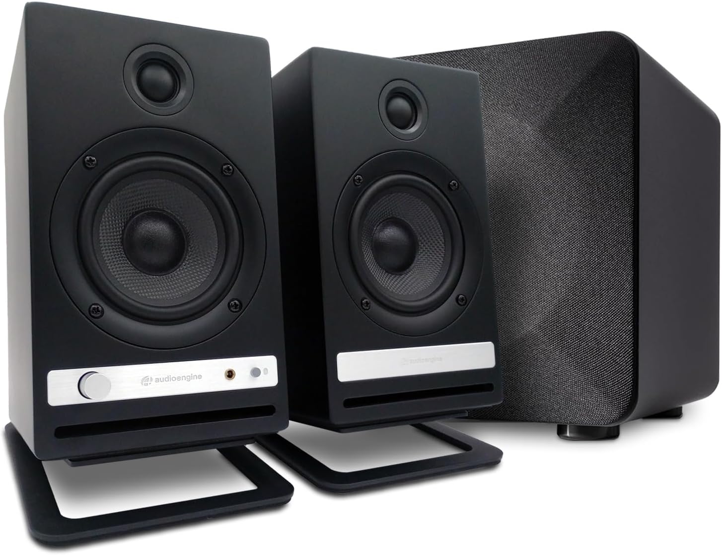 Audioengine HD4 White 120 Watt Bluetooth Bookshelf Speakers with S6 DS2M for Music Gaming Movies Studios Dorms Bedrooms Offices